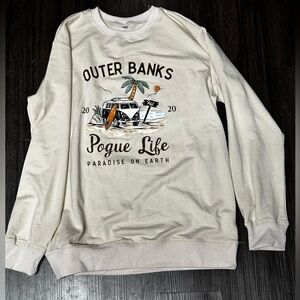 M Outer Banks "Pogue Life" Cream Graphic Crewneck Sweatshirt